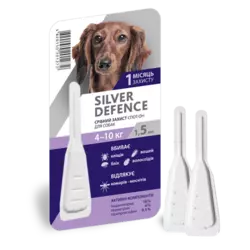 Капли на холку Silver Defence от паразитов для собак весом 4-10 кг