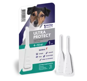 Капли на холку Ultra Protect от паразитов для собак весом 4-10 кг